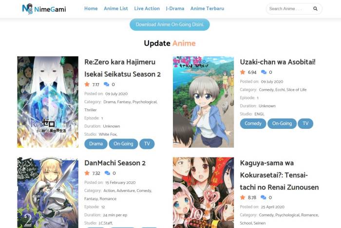 situs download dan nonton anime terlengkap Nimegami