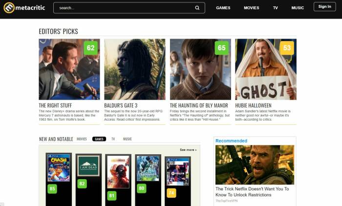Situs review film online terlengkap Metacritic