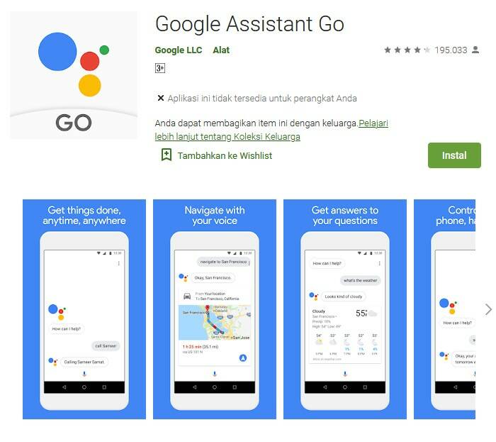 google assistant go aplikasi android. photo/playstore. 