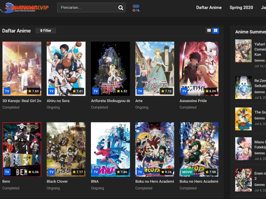 Daftar Situs Download dan Nonton Anime Sub Indo Terlengkap Kualitas HD