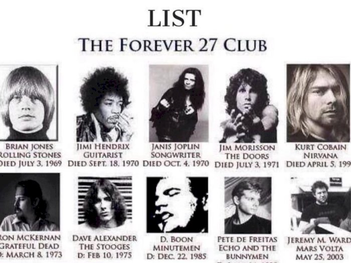 Рок звезда умерла. Дженис Джоплин клуб 27. Klub 27 клуб 27. Мертвые рок музыканты. Клуб 27 фото.