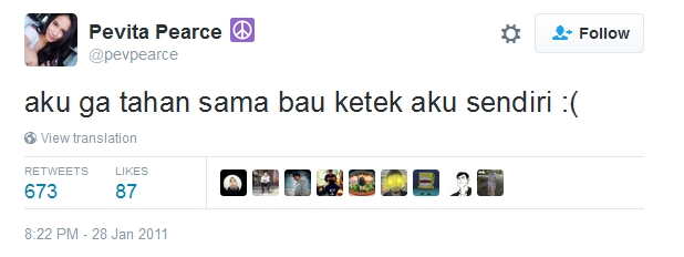 Pevita Perace aja bau ketek Apalah daya ketek manusia penuh dosa seperti kami Kwikku, Pevita Perace aja bau ketek Apalah daya ketek manusia penuh dosa seperti kami