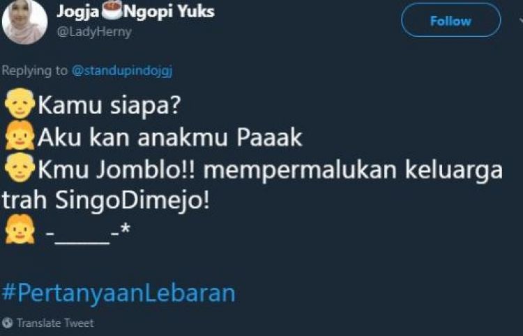 Yang jomblo dianggap mempermalukan keluarga kalau Lebaran Kwikku, Yang jomblo dianggap mempermalukan keluarga kalau Lebaran