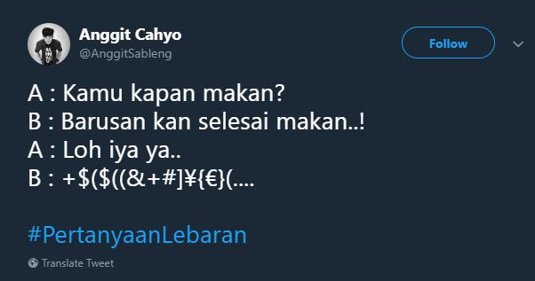 Makan juga jadi salah satu pertanyaan lebaran Kwikku, Makan juga jadi salah satu pertanyaan lebaran