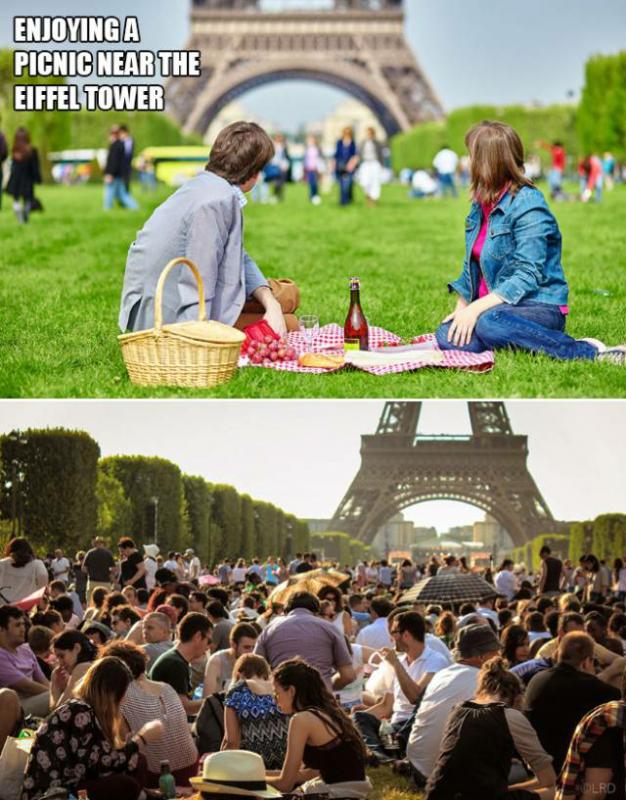 Piknik dengan pasangan tercinta ke Menara Eiffel siapa sih yang gak mau Tapi kalo rame gini hilang deh suasana romantisnya Kwikku, Piknik dengan pasangan tercinta ke Menara Eiffel siapa sih yang gak mau Tapi kalo rame gini hilang deh suasana romantisnya