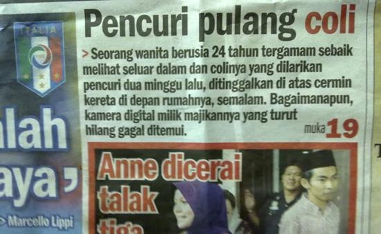 Walahwalah coli kok di masukin ke berita Pencuri pulang coli Kwikku, Walahwalah coli kok di masukin ke berita Pencuri pulang coli