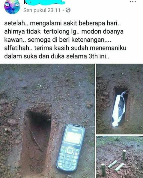 Sejak kapan HP nokia kalo rusak harus di kubur wkwkw koplak Kwikku, Sejak kapan HP nokia kalo rusak harus di kubur wkwkw koplak