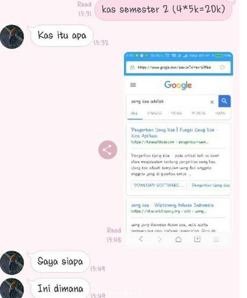 Ada juga mahasiswa yang meminta penjelasan kalo uang kas itu apa tetapi setelah di jelaskan dia malah purapura amnesia wkwkwkwk Kwikku, Ada juga mahasiswa yang meminta penjelasan kalo uang kas itu apa tetapi setelah di jelaskan dia malah purapura amnesia wkwkwkwk