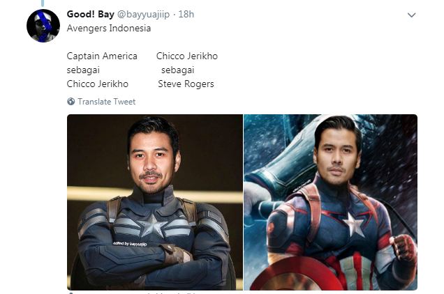 Seragam Captain Amerika juga sangat cocok di gunakan oleh Chicco Jerikho tuh Apa kita ganti aja kali ya Kwikku, Seragam Captain Amerika juga sangat cocok di gunakan oleh Chicco Jerikho tuh Apa kita ganti aja kali ya