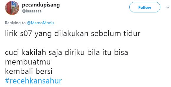 Emangnya ada ya lirik lagu yang biasa di lakukan sebelum tidur Mungkin ada kalo di dunia medsos ya guys wkwkwk Kwikku, Emangnya ada ya lirik lagu yang biasa di lakukan sebelum tidur Mungkin ada kalo di dunia medsos ya guys wkwkwk