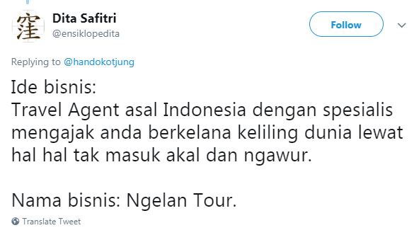 Bayangin aja kalo ada agen tour dengan nama yang seperti ini kan ngelantur abis Kwikku, Bayangin aja kalo ada agen tour dengan nama yang seperti ini kan ngelantur abis